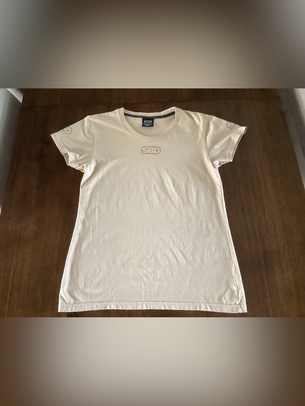 SBD Cream Logo Crew Neck Short Sleeve Cotton Lightweight T-Shirt W Large Britain